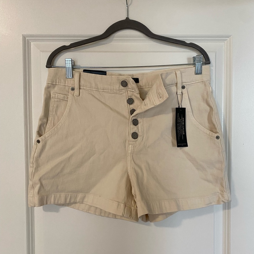 NWT Banana Republic Women's Cream Denim Button-Up Shorts